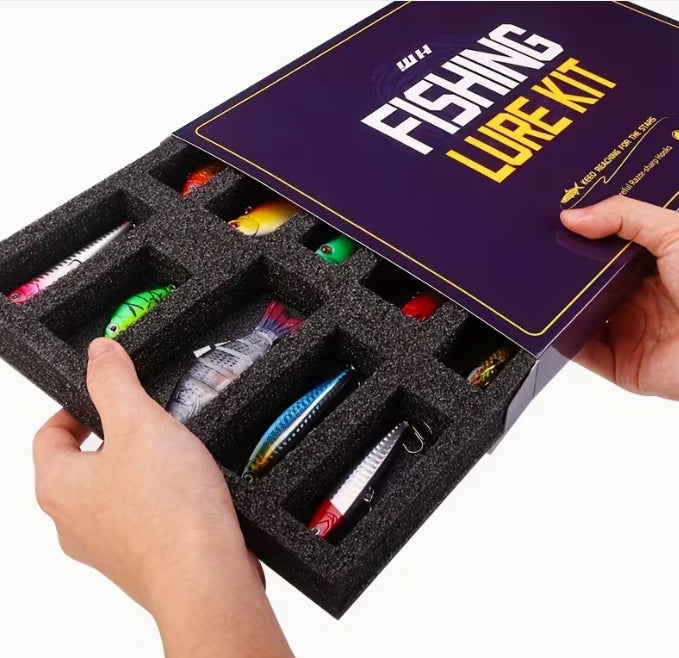 15pcs WEIHE Fishing Lure Gift Box Set A, Hard Bait VIB Popper Multi-Jointed Fish.
