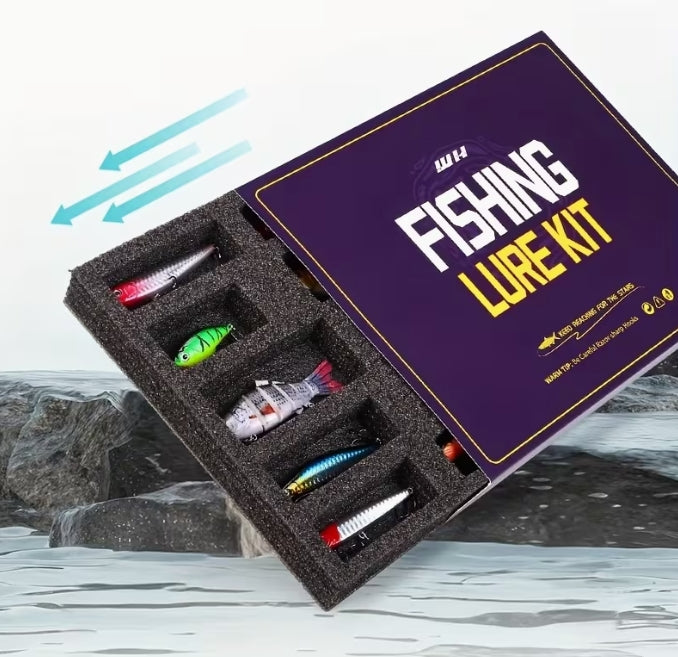 15pcs WEIHE Fishing Lure Gift Box Set A, Hard Bait VIB Popper Multi-Jointed Fish.